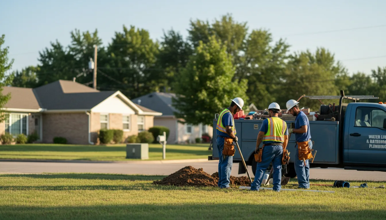 Residential water line and bathroom plumbing service in La Pryor, TX